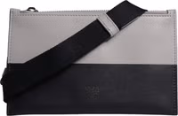 Black White Leather Logo Embossed Crossbody Bag 1
