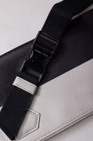 Black White Leather Logo Embossed Crossbody Bag 5