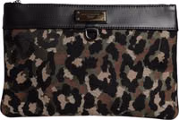Multicolor Leopard Jacquard Print Logo Plaque Pouch Bag 1