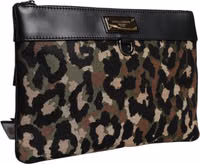 Multicolor Leopard Jacquard Print Logo Plaque Pouch Bag 2
