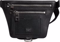 Black Calfskin Logo Plaque Belt Waist Men Fanny Pack Bag 1