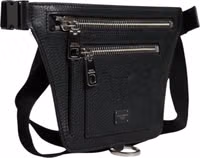 Black Calfskin Logo Plaque Belt Waist Men Fanny Pack Bag 2