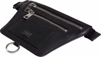 Black Calfskin Logo Plaque Belt Waist Men Fanny Pack Bag 4