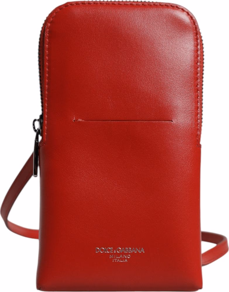 Red Leather Purse Phone Sling Crossbody Neck Strap Bag