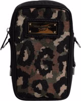 Multicolor Leopard Jacquard Logo Plaque Neck Strap Bag 1