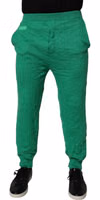 Green Cotton Elastic Waist Men Casual Pants 1