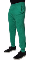 Green Cotton Elastic Waist Men Casual Pants 2