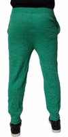 Green Cotton Elastic Waist Men Casual Pants 3