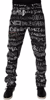 Black Cotton Logo Print Straight Denim Jeans 1