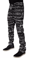 Black Cotton Logo Print Straight Denim Jeans 2