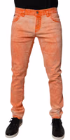 Orange Tie Dye Cotton Skinny Men Denim Jeans 1