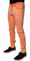 Orange Tie Dye Cotton Skinny Men Denim Jeans 2