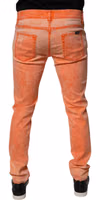 Orange Tie Dye Cotton Skinny Men Denim Jeans 3