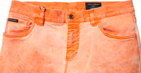 Orange Tie Dye Cotton Skinny Men Denim Jeans 4