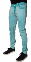 Green Tie Dye Cotton Skinny Men Denim Jeans 2
