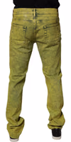 Yellow Cotton Stretch Skinny Men Denim Jeans 3