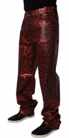 Red Leopard Cotton Straight Men Denim Jeans 2