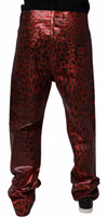 Red Leopard Cotton Straight Men Denim Jeans 3