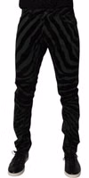 Black Green Stripes Cotton Skinny Denim Jeans 1