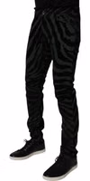 Black Green Stripes Cotton Skinny Denim Jeans 2