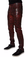 Red Leopard Cotton Skinny Men Denim Jeans 2