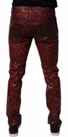 Red Leopard Cotton Skinny Men Denim Jeans 3