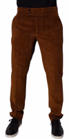 Dark Brown Corduroy Cotton Skinny Denim Jeans 1