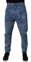Blue Tie Dye Cotton Skinny Men Denim Jeans 1
