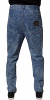 Blue Tie Dye Cotton Skinny Men Denim Jeans 3