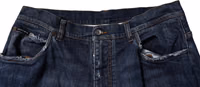 Dark Blue Tattered Wide Leg Men Denim Jeans 4