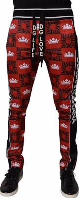 Red Crown Logo Monogram Men Sweatpants Pants