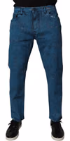 Blue Tie Dye Cotton Skinny Men Denim Jeans 1