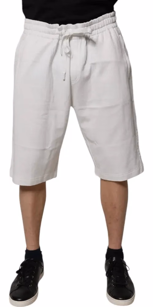 White Cotton Sweatshorts Men Bermuda Shorts