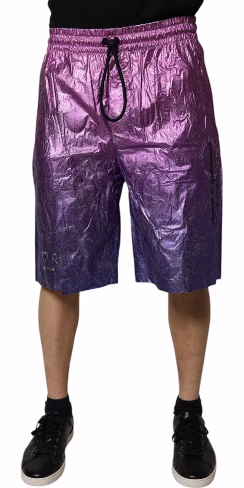 Metallic Pink Purple Two Tone Bermuda Shorts