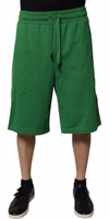 Green Cotton Men Sweatshorts Bermuda Shorts 1