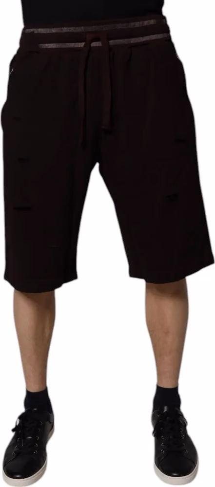 Maroon Cotton Logo Plaque Men Bermuda Shorts