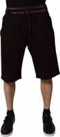 Maroon Cotton Logo Plaque Men Bermuda Shorts 1