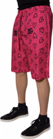 Pink Cotton Heart Print Bermuda Shorts 2