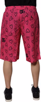 Pink Cotton Heart Print Bermuda Shorts 3