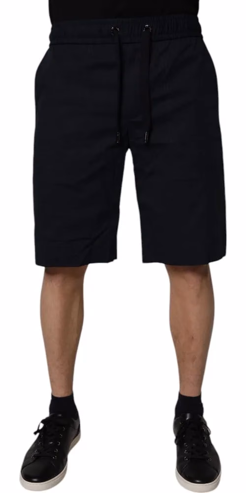 Black Cotton Sweatshorts Men Bermuda Shorts