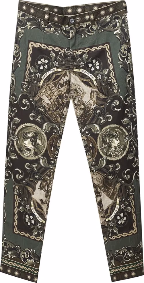 Green Cotton Casual Pants