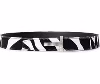 Black And White Leather Regular Belt 1