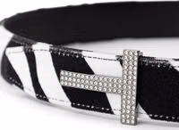Black And White Leather Regular Belt 2