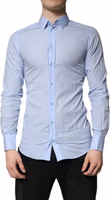 Light Blue Cotton GOLD Dress Formal Shirt 1