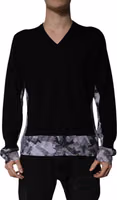 Black Camouflage V-neck Pullover Sweater 1