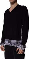 Black Camouflage V-neck Pullover Sweater 2