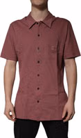 Dark Pink Button Down Casual Polo Men Shirt 1