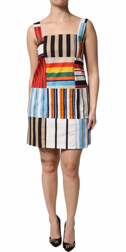 Multicolor Cotton Stripe Sleeveless Dress