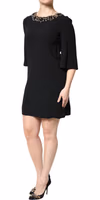 Black Crystal Embellished Round Neck Mini Dress 2