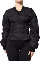 Black Nylon Full Zip Bustier Corset Jacket 1